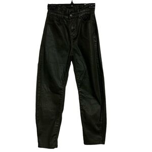 ZARA PAPER BAG Green High Rise Barrel Baggy Fit Pant, Size 0 -#298